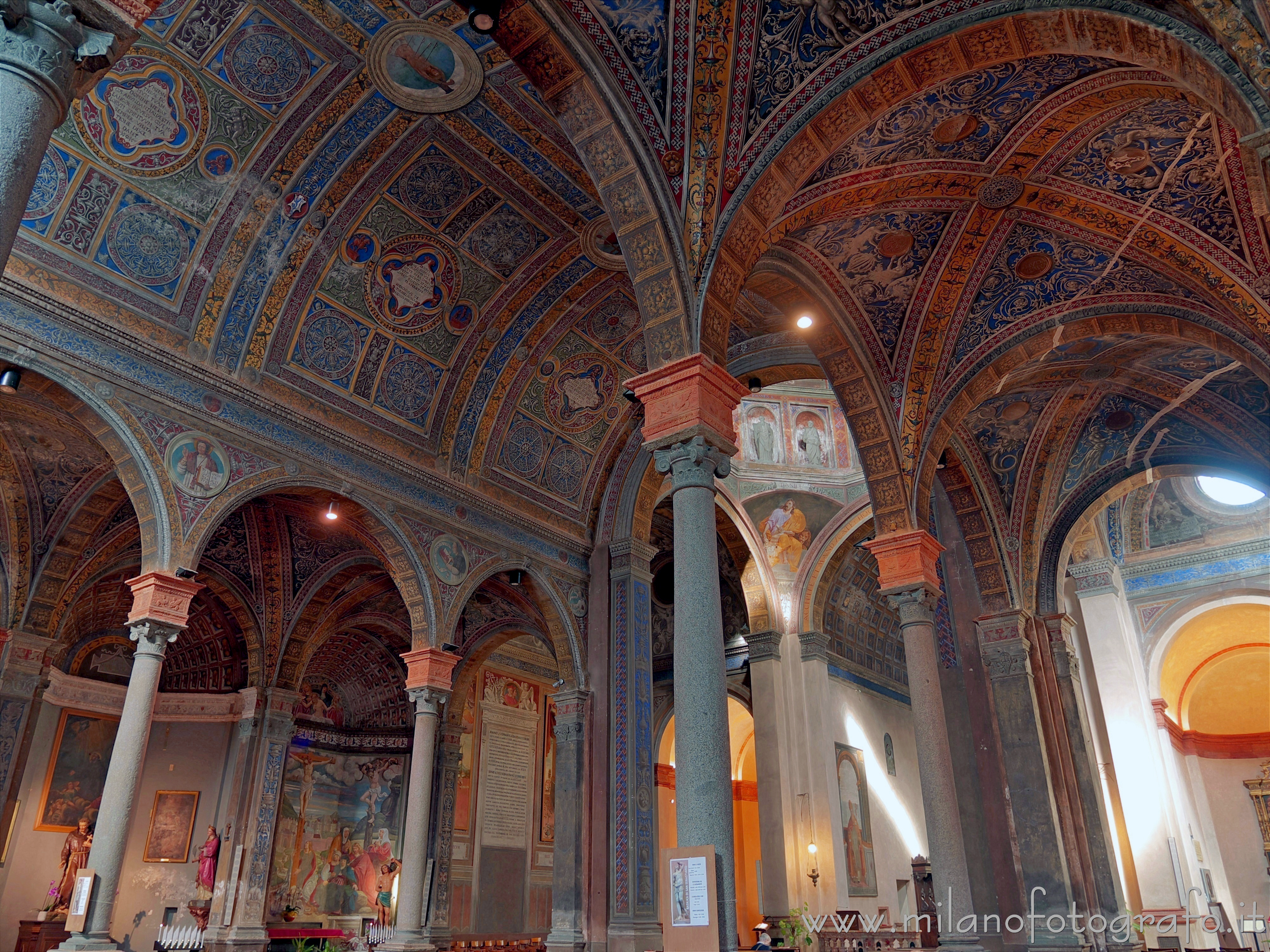 Biella (Italy) - The ceilings of the three naves of the Basilica of San Sebastiano decorated with grotesque motifs